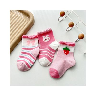 子供用靴下 透気性 滑り防止性 可愛いプリント カスタムロゴ ピンクベビー用靴下