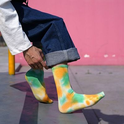 UNISEX 37-44 EU サイズ ネクタイ 染料 薄い キャンディー カラー プリント カスタム 綿 チューブ スポーツ 靴下