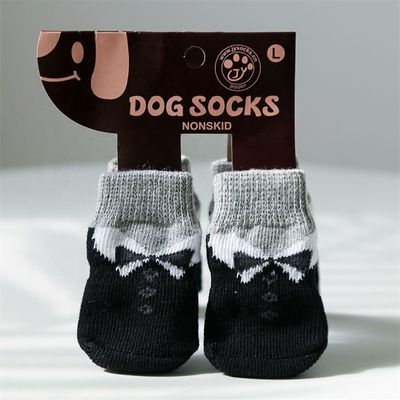 4PCS 暖かい子犬用 犬用靴 柔らかい 透ける ペット ニット 小型犬用 靴下 高乗組員様式