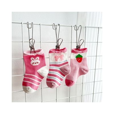 ニットピンク アンチ スリップ 透気 春 可愛い プリント 靴下 子供 標準 厚さ